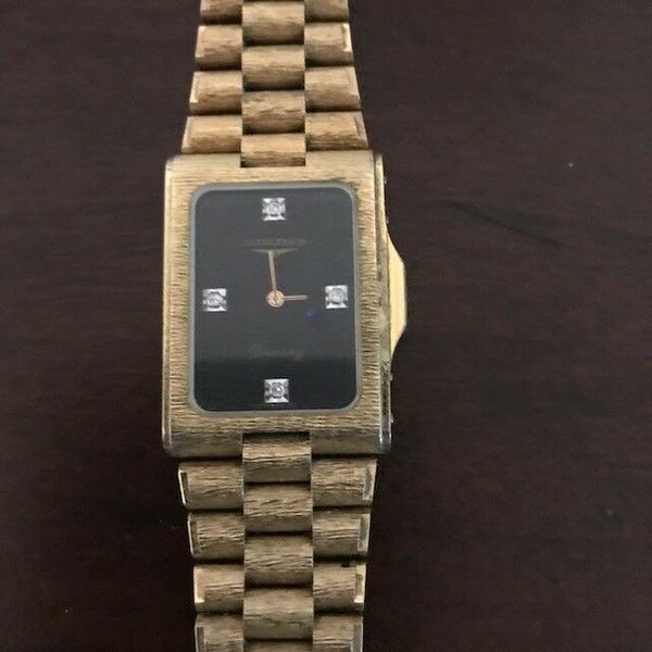 Vintage (1980's) Longines Classic Rectangular Gold Plated Quartz Watch ...