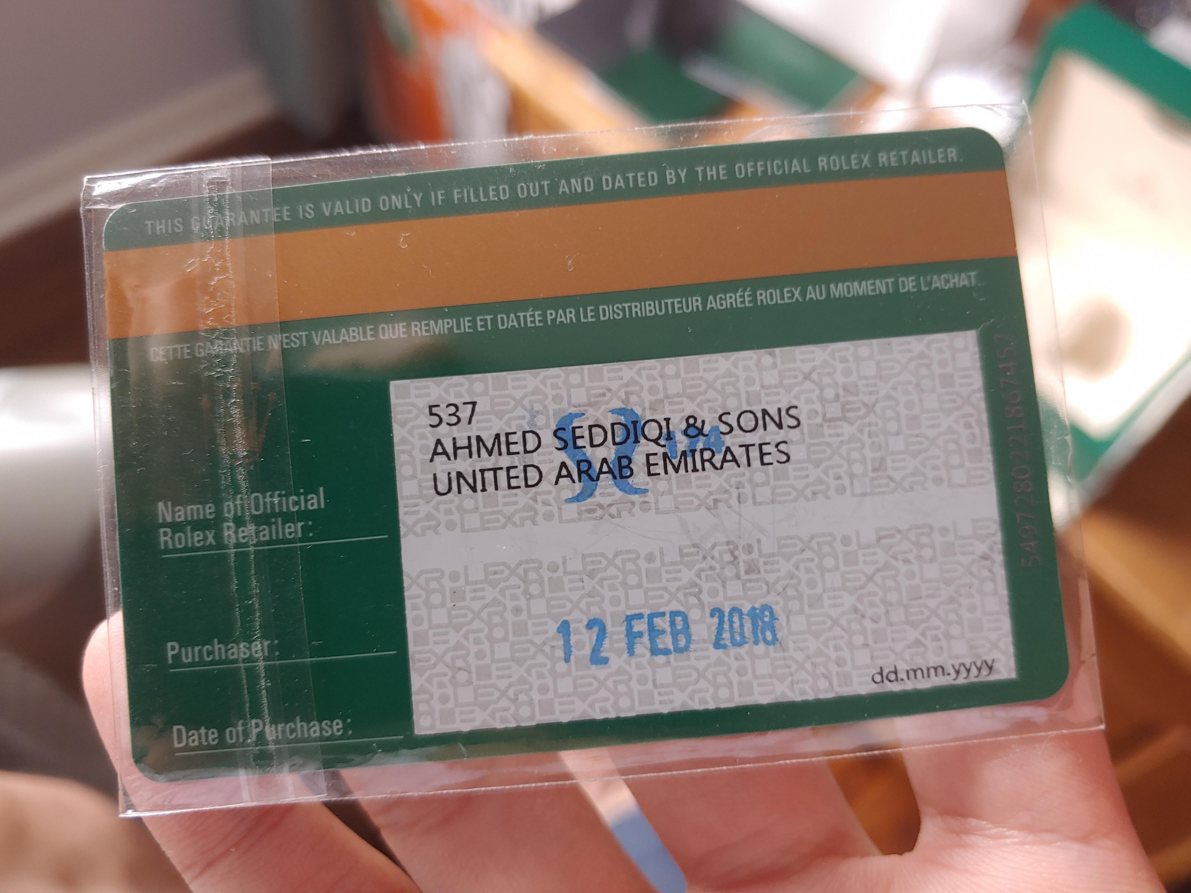 Rolex warranty card 2018 sale