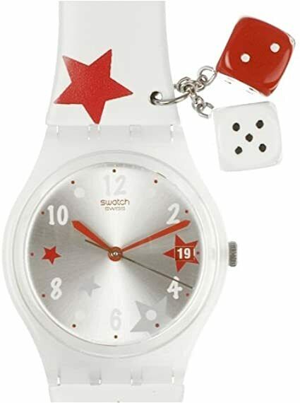 SWATCH WATCH Star Feelings Mini Dice Leather Band Red White Stars Stripes NEW Swatch | Accessories | Swatch Watch Star Feelings Mini Dice  main image 3