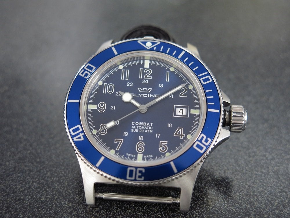 For sale Glycine Combat Sub blue sunburst dial Automatic WatchCharts