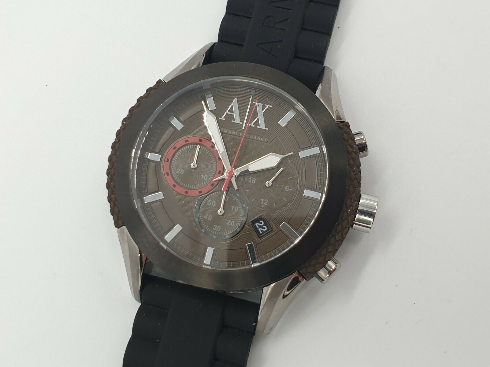 Armani Exchange Men's Chronograph Watch With Black Rubber Strap