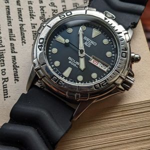 SEIKO AGS TITANIUM SCUBA 200M 3M22-0B10 + NEW CAPACITOR BATTERY