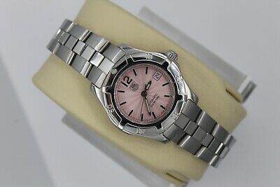 Ladies tag watch on sale with pink face