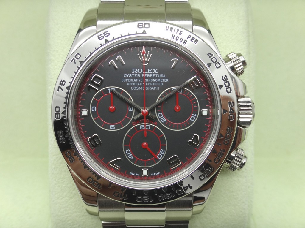 Rolex daytona white gold red clearance dial