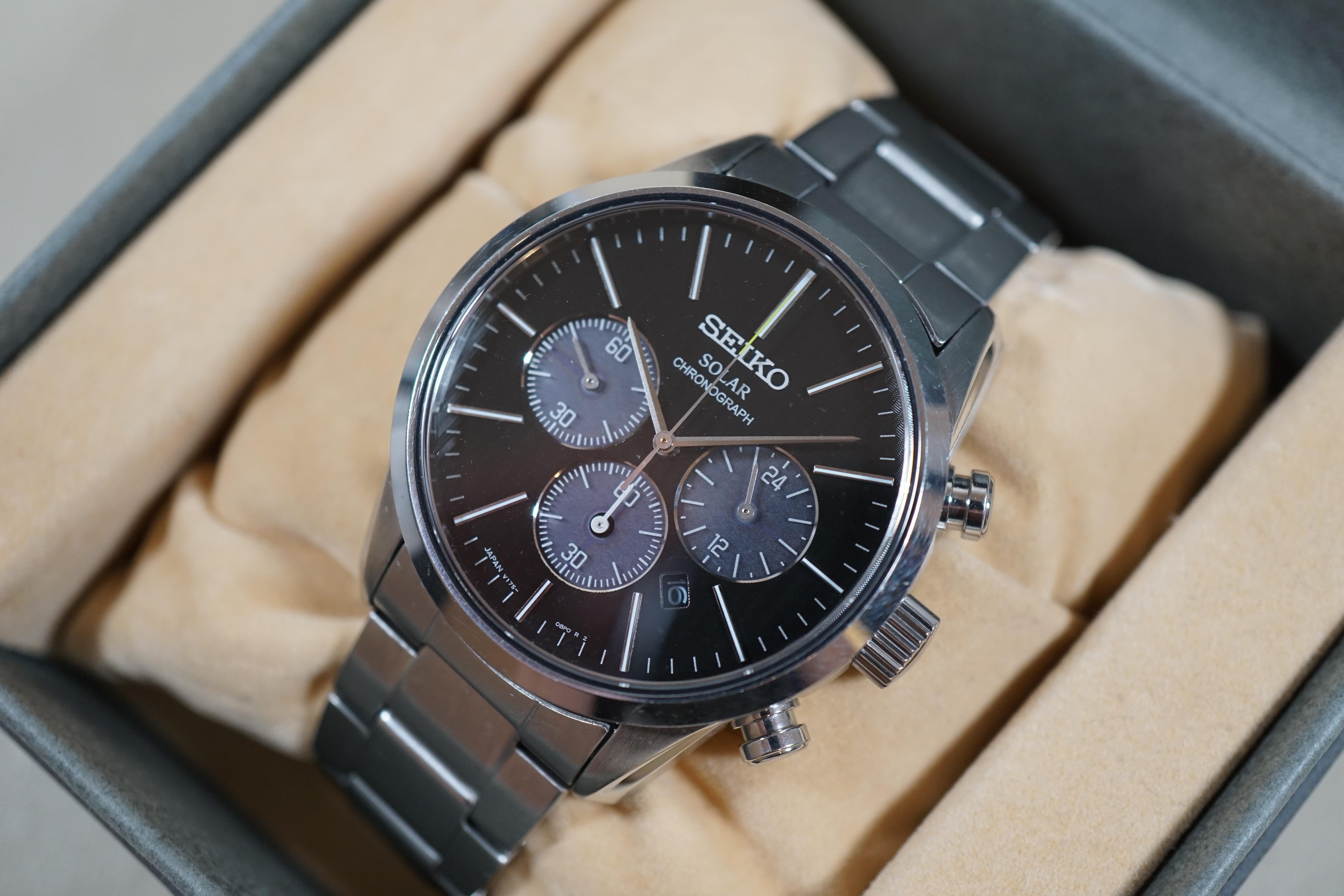 WTS] Seiko Spirit SBPY135 V175 Chronograph Black Tuxedo Dial Solar 