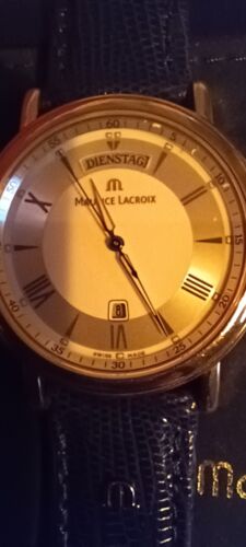 Maurice Lacroix LC1057. 750 mic gold plated a new 20 mm lizard