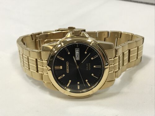 SEIKO Solar 100M Gold Tone Stainless Steel Men s Watch SNE100 MSRP 265 WatchCharts Marketplace