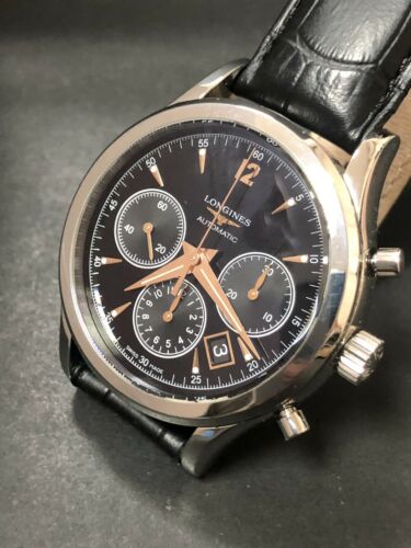 Authentic LONGINES Heritage Column wheel chronograph black dial