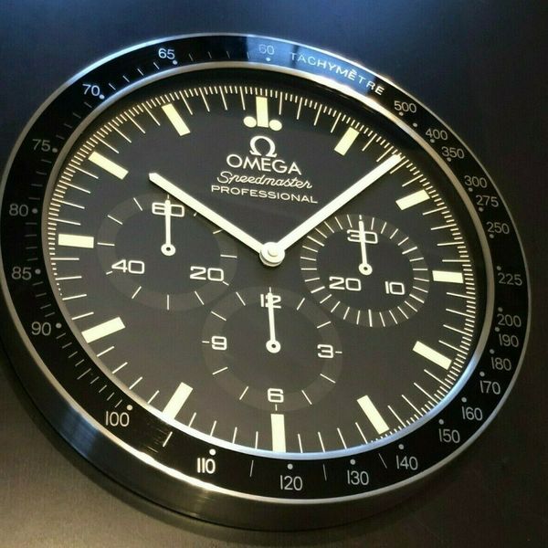 OMEGA SPEEDMASTER MOONWATCH Wall Clock Swiss Quartz "JÜRGEN BÖLSCHE