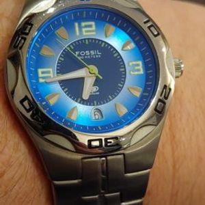 FOSSIL ストーン装飾 デジタル腕時計 Mens Fossil Blue AM-3731 Quartz Watch with date. New battery