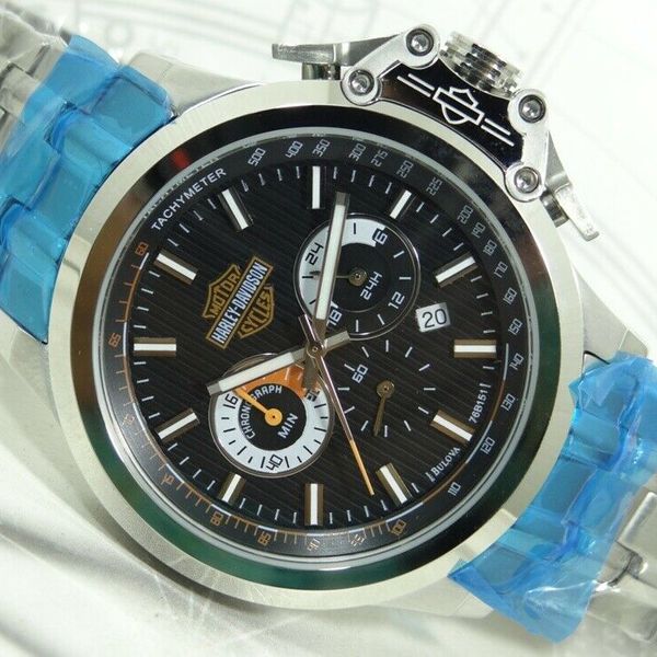 Harley Davidson Bulova 76b151 Chronograph Quartz Date Mens Wrist Watch