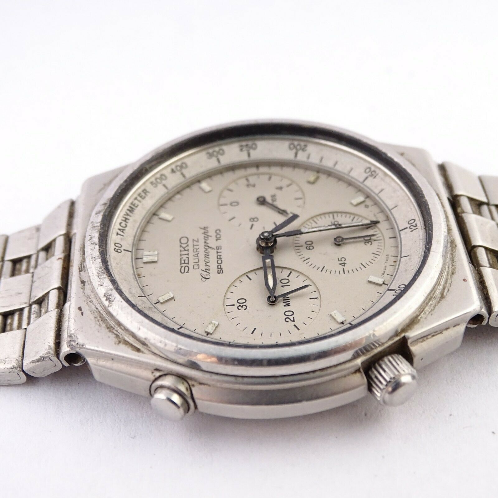 Vintage Seiko Quartz Chronograph Sports 100 Men's Wrist Watch 7A28-7079 |  WatchCharts
