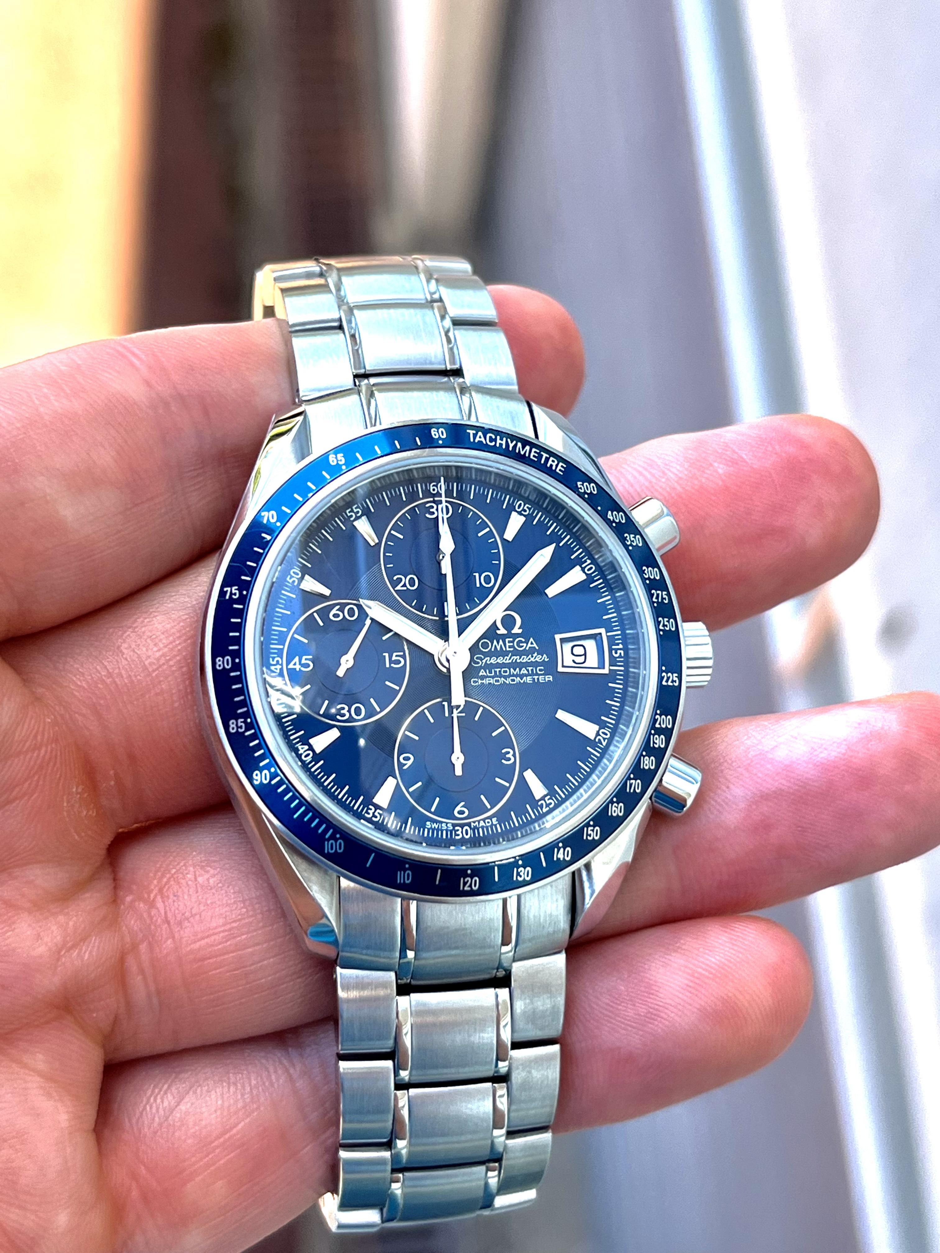 Omega speedmaster best sale blue dial