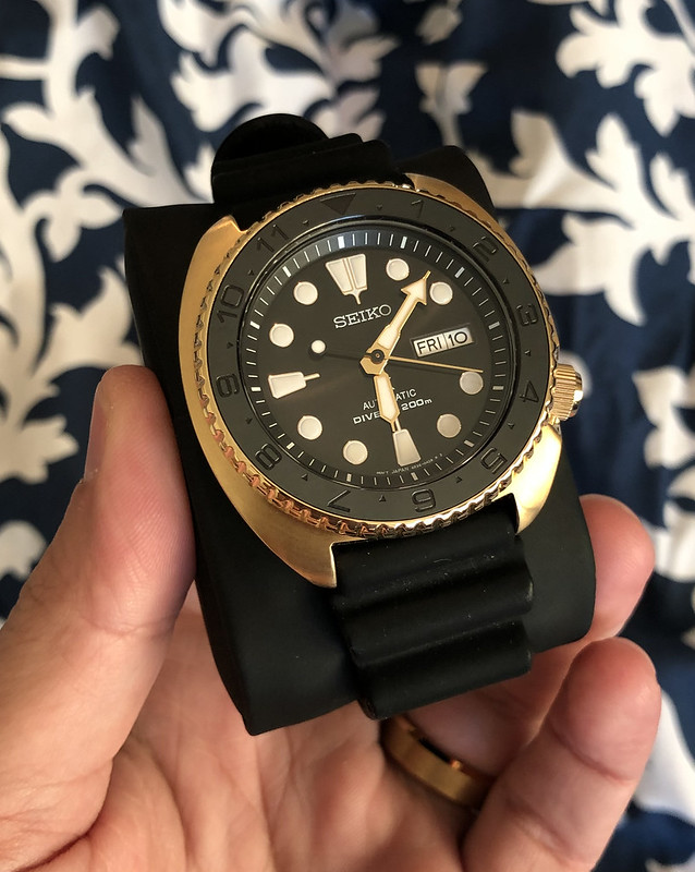 FS Seiko SRPC44 Gold Turtle with Black Sunray Dial and StrapCode Jubilee  Bracelet | WatchCharts