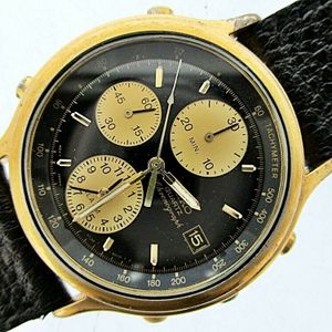 SEIKO 7T32 F01A MENS BLACK DIAL ALARM CHRONOGRAPH GOLD DATE #535835 WATCH  $1 | WatchCharts
