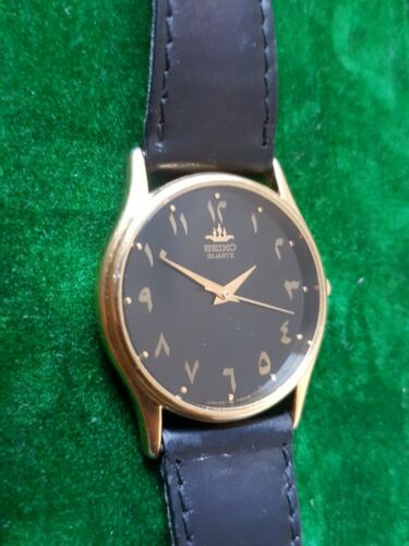 RARE 1979 Vintage SEIKO Middle East Numerals Gold Black 2k01