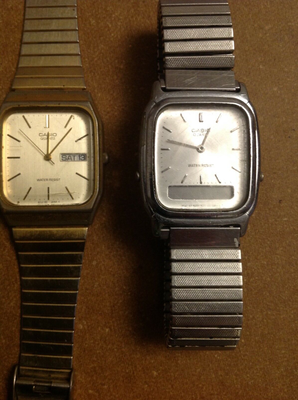 2 x Casio watches MQ-518 working in gold and AQ-307 in silver 