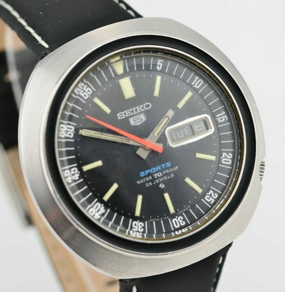 Vintage Seiko 5 Sports Diver Automatic DayDate Watch 6106 6040