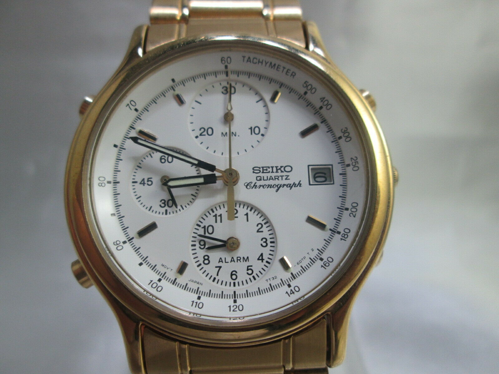 SEIKO 7T32-F010 ALARM CHRONOGRAPH GOLDPLATED QUARTZ MENS