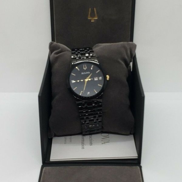 Bulova Men's Dial Black Stainless Steel Watch 98D166 | WatchCharts ...
