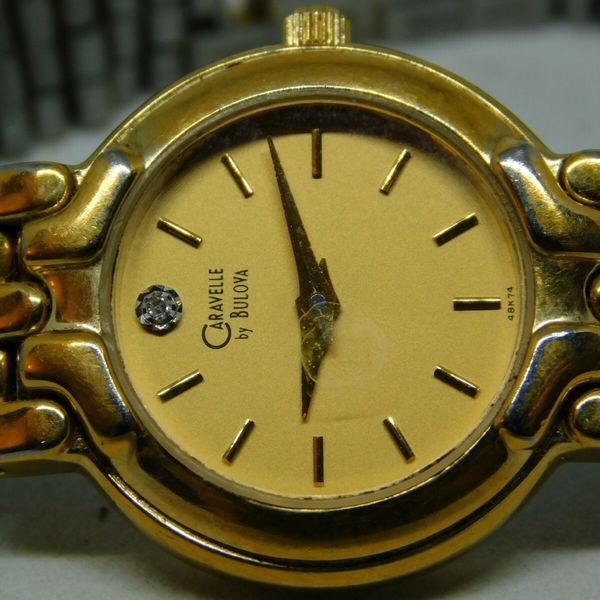 Caravelle by Bulova T6 Diamond Gold Tone Quartz Analog Ladies Watch Sz ...