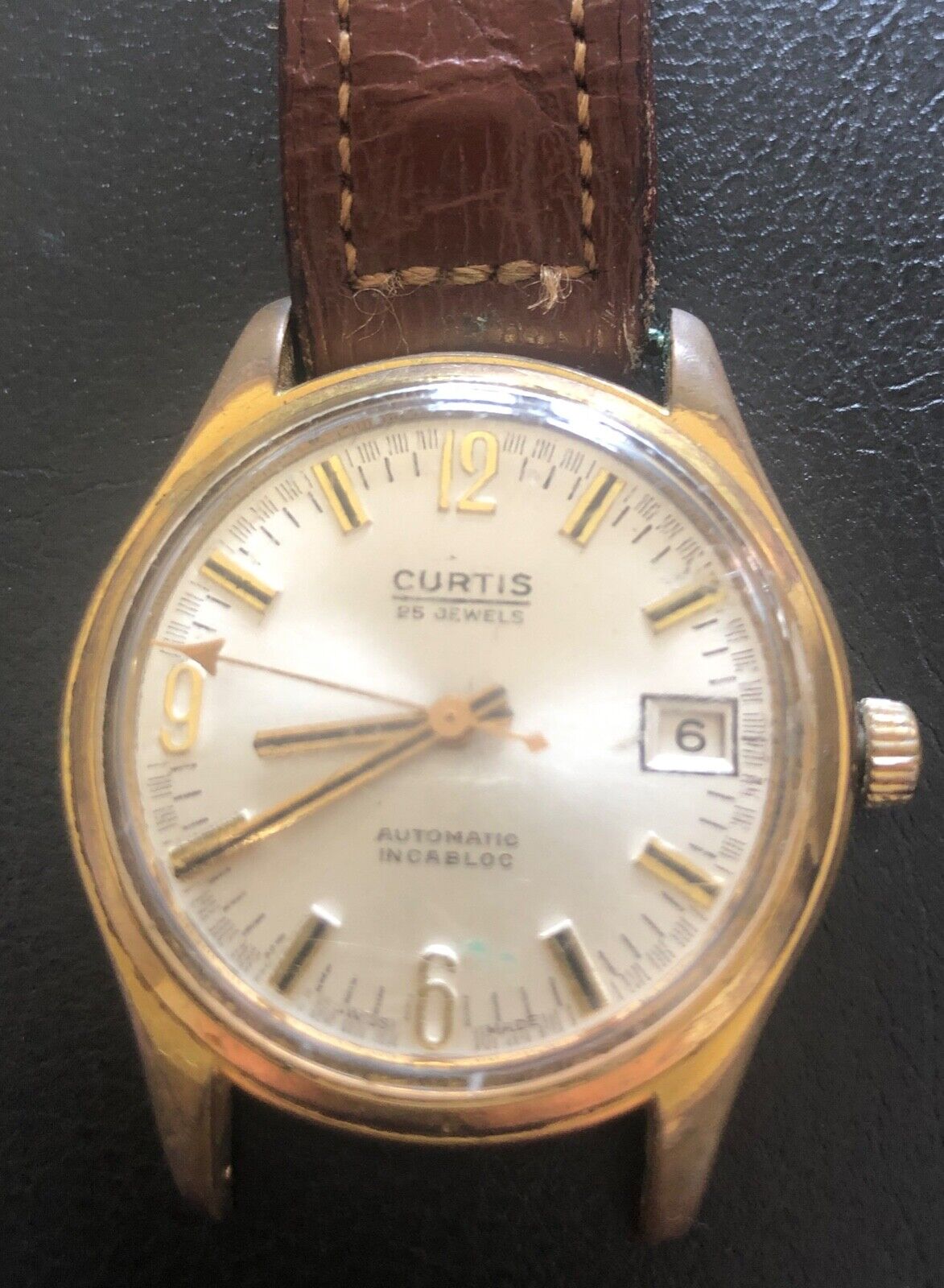 Vintage Curtis 25 Jewels Gold Plated Automatic Wind Wrist Watch