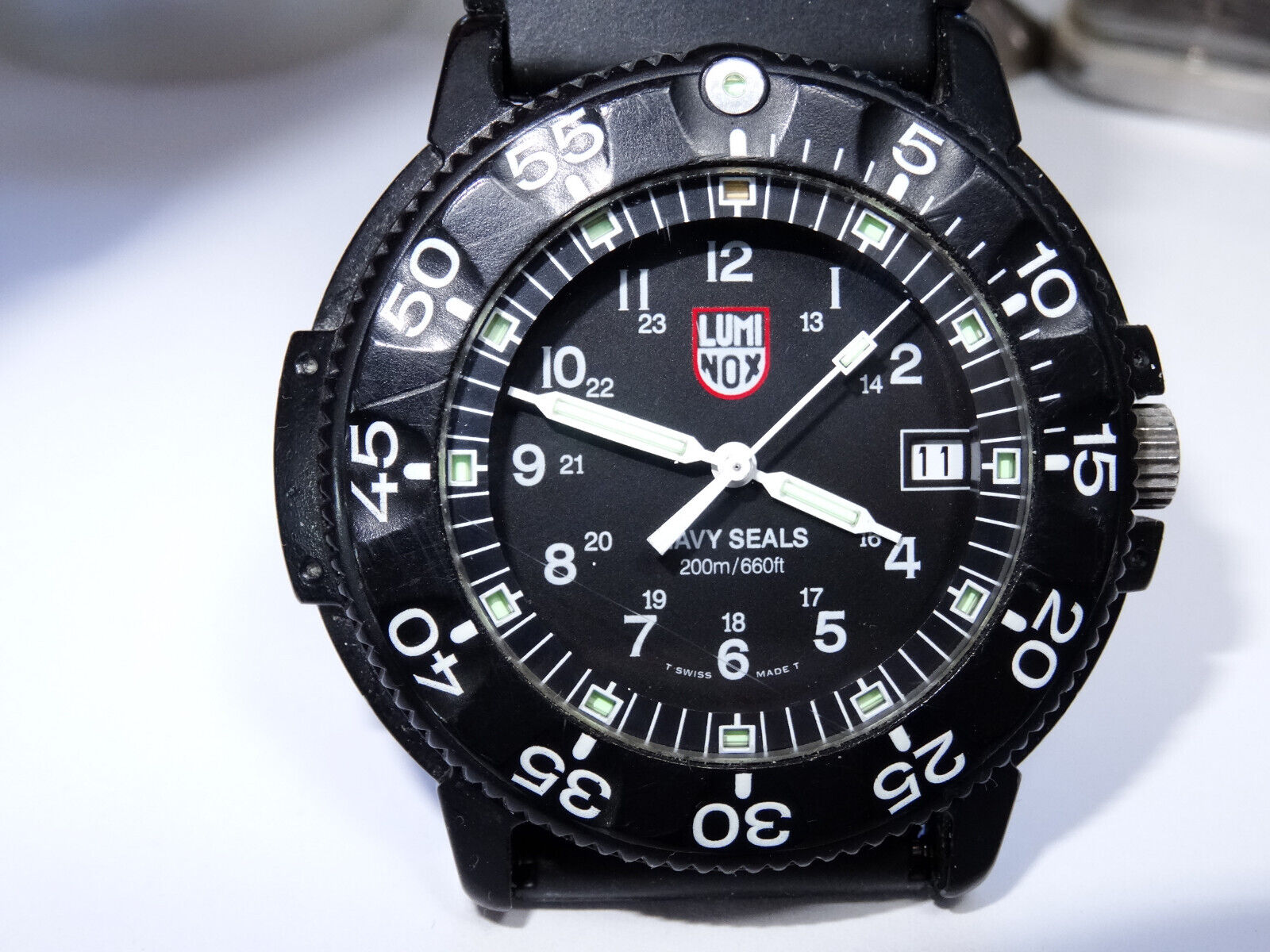 Original 43mm Luminox Navy Seals Black Dial 200M Watch 3H Mbm 