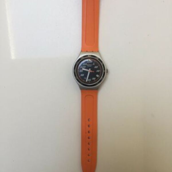 Vintage Swiss Made SWATCH IRONY Orange Rubber Band Quartz Wrist Watch ...