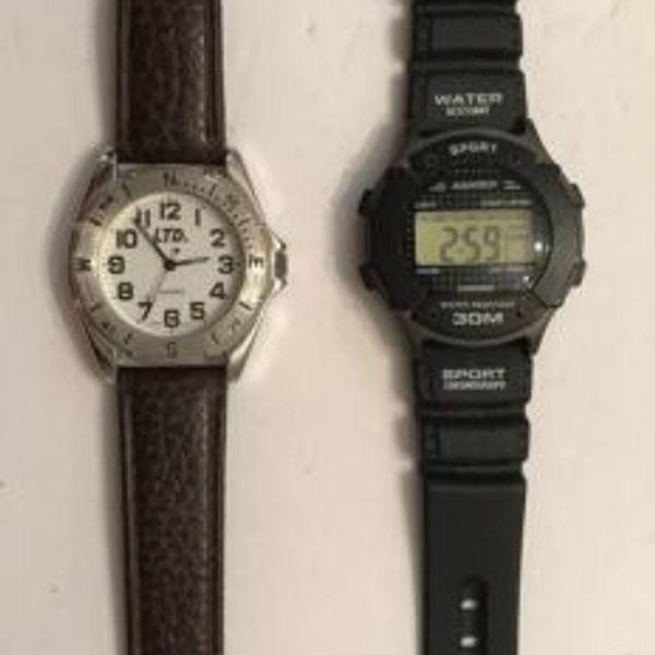 Men's Watch Lot of 2 AQUATECH SPORTS WATCH & LTD WATCH NEW BATTERIES