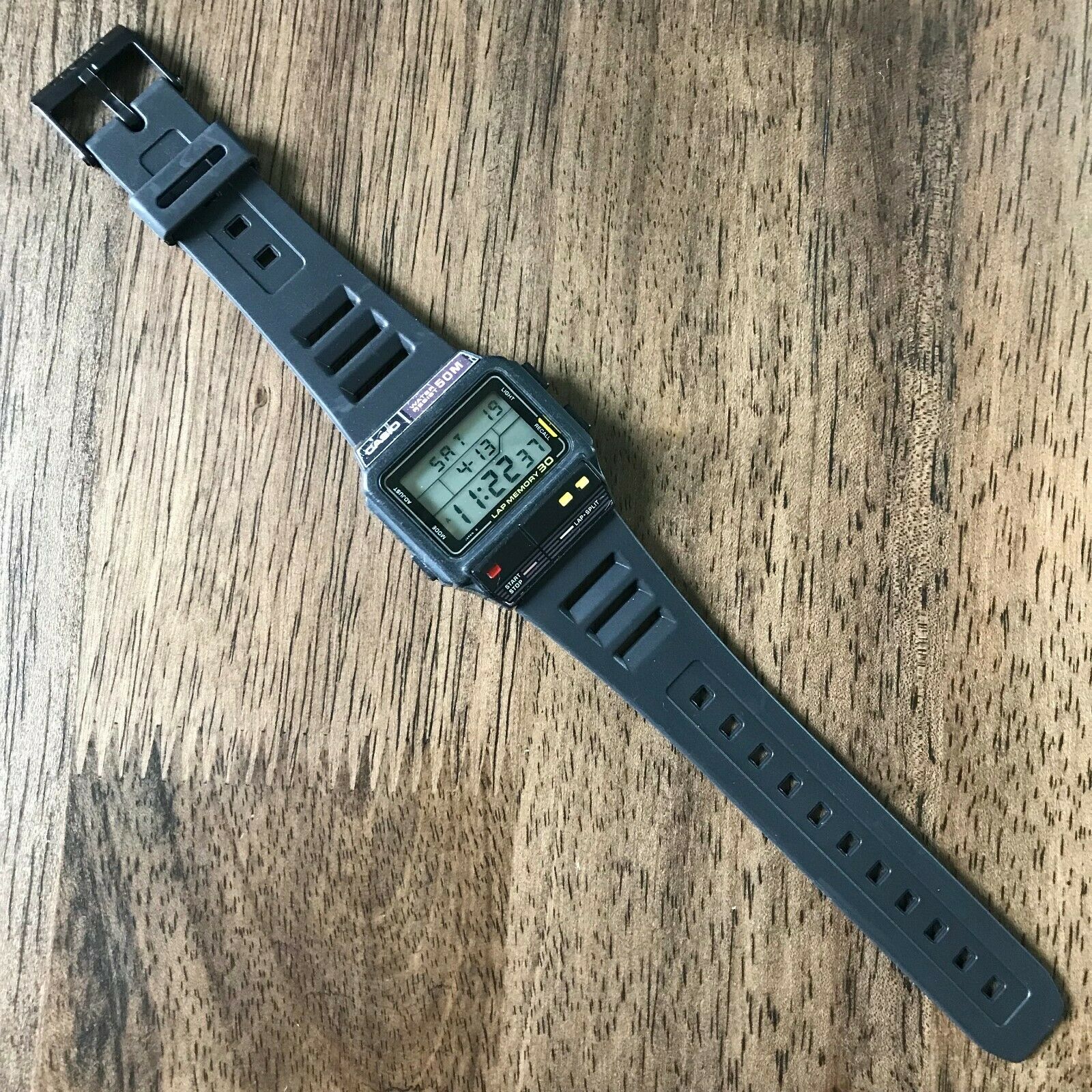 RARE Vintage 1986 Casio SDB-300W Digital Lap Memory Watch Made in