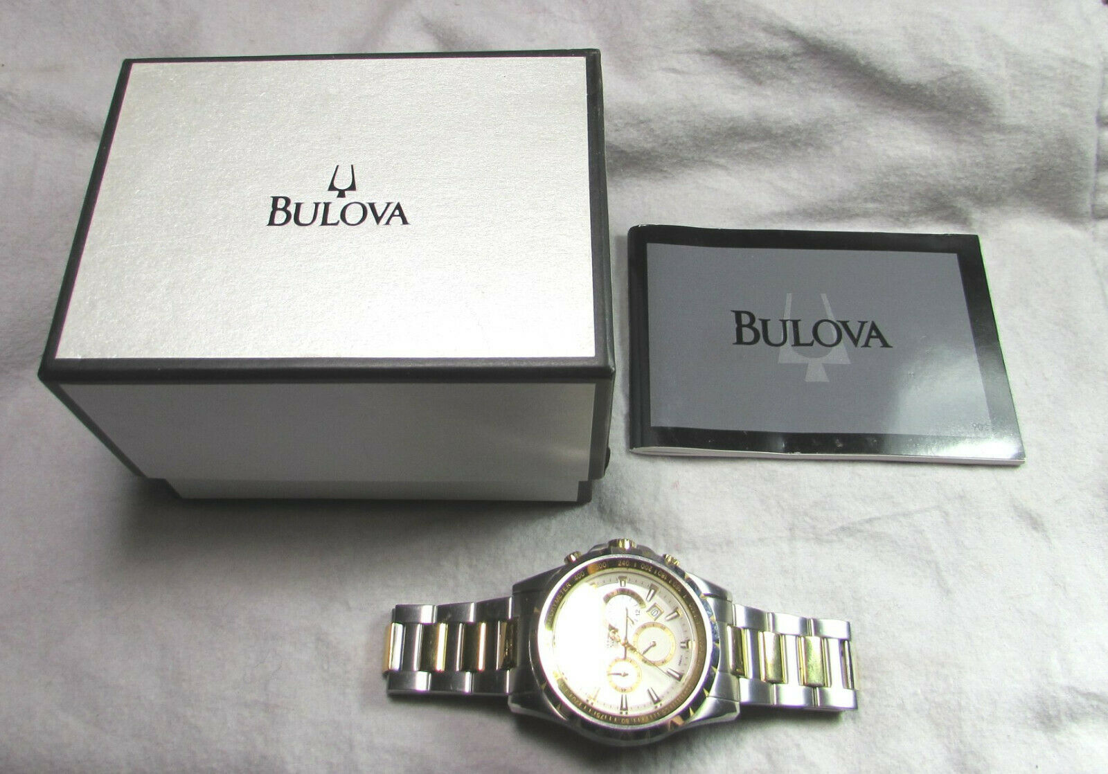 MINTY BULOVA MARINE STAR 98B014 WATCH CHRONOGRAPH DAY DATE BOX