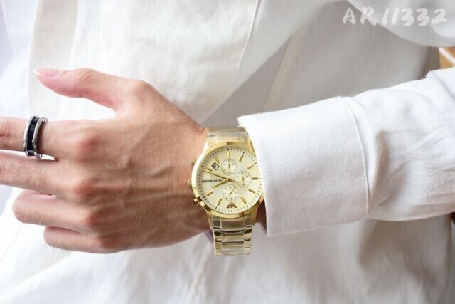 NEW AUTHENTIC EMPORIO ARMANI AR11332 MEN'S WATCH RENATO YELLOW