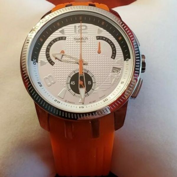 Swatch Irony Four 4 Jewels Watch Swiss Made Chronograph Date Orange Silver 2007 WatchCharts