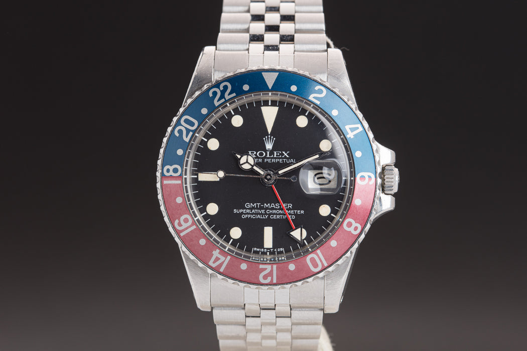 FS 1978 Rolex GMT Master 1675 Faded Pepsi Bezel Creamy Lume Plots