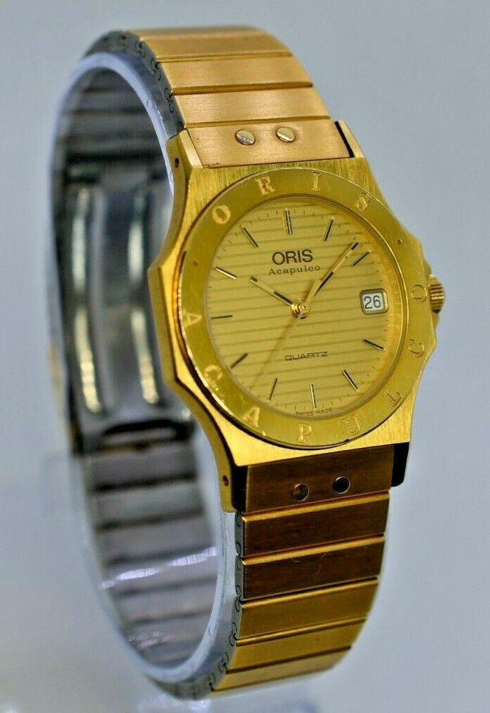 Vintage Women s ORIS Acapulco Gold Tone Island Watch Date Quartz