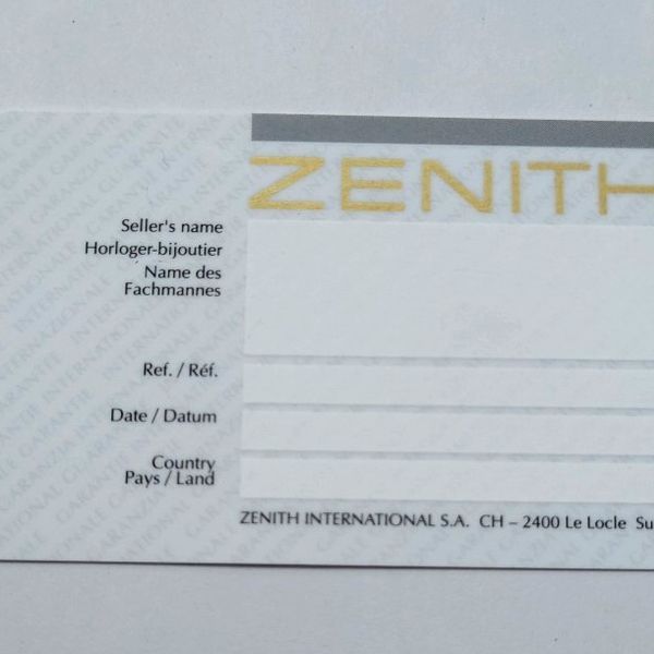 Zenith Blank Warranty Card, NOS, Very Good Condition! | WatchCharts ...