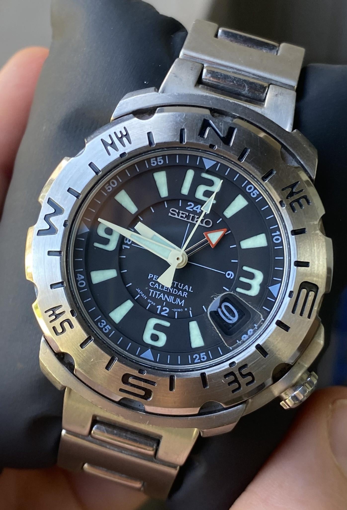 セイコー ランドレック パーペチュアルカレンダー SBCJ007 Seiko Landtrek Titanium with Perpetual Calendar and 24H/GMT