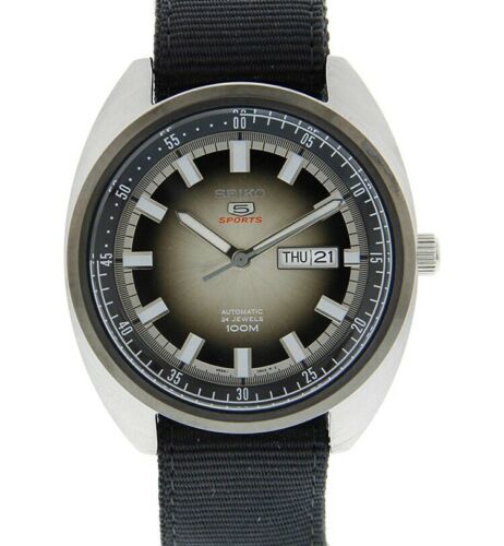 SEIKO 5 Sports Automatic Turtle Retro Watch Black Leather Rally