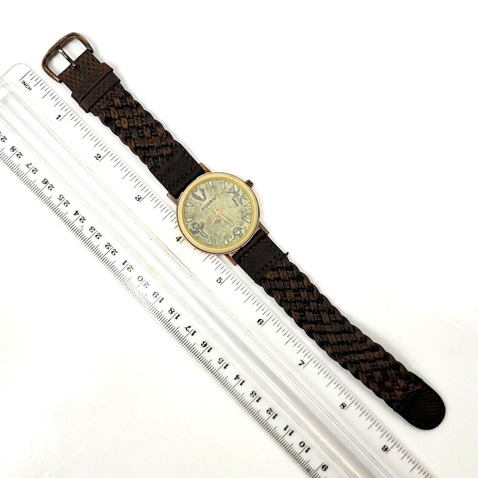 Fossil Stone On Copper Watch BW-6724 Stone Pictograph Dial 