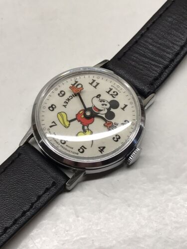 Vintage Mickey Mouse Mens Wrist Watch 34mm 1970s Bradley Fat Boy