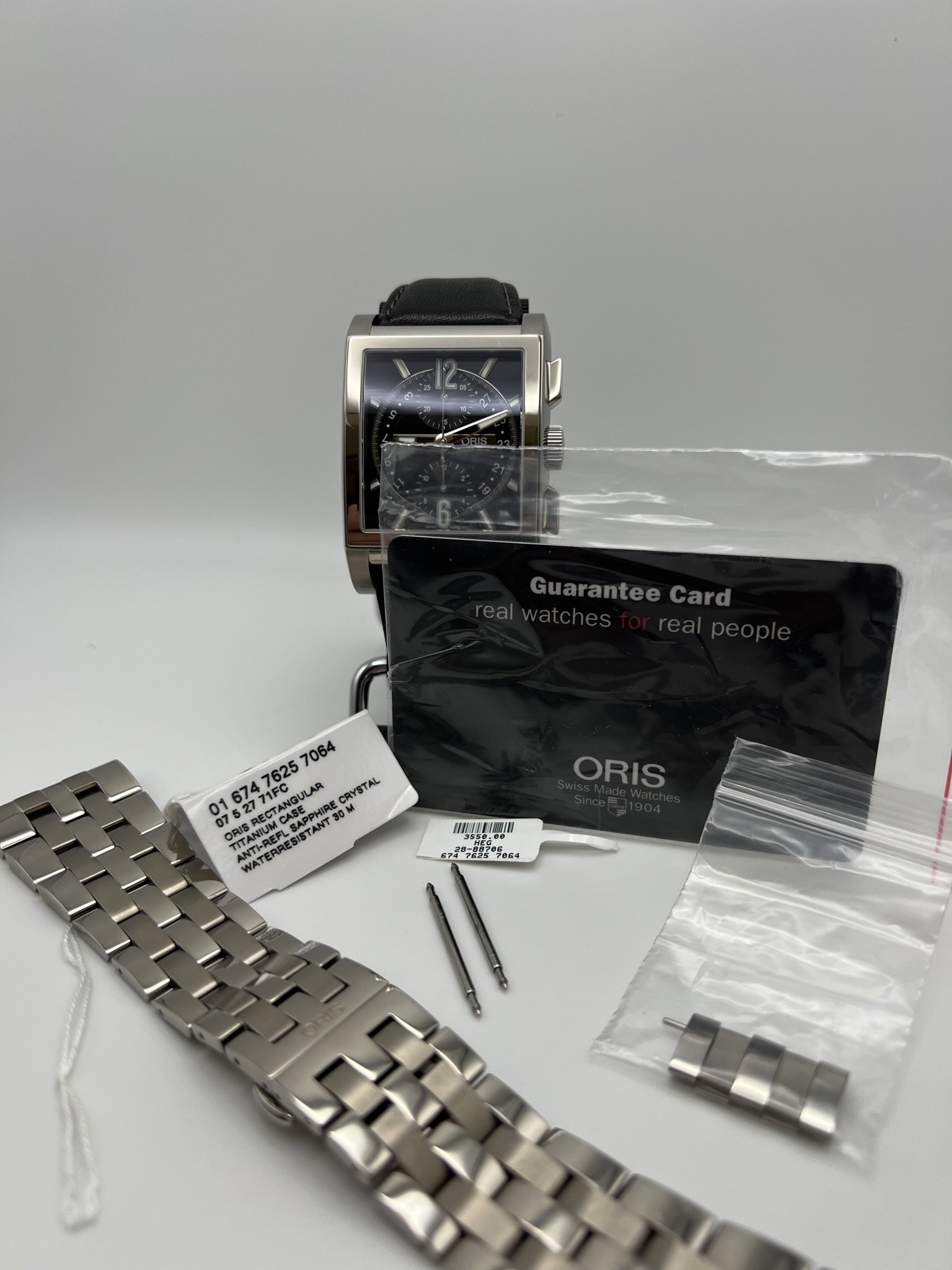 FS ORIS RECTANGULAR TITAN CHRONOGRAPH TITANIUM AUTOMATIC ON