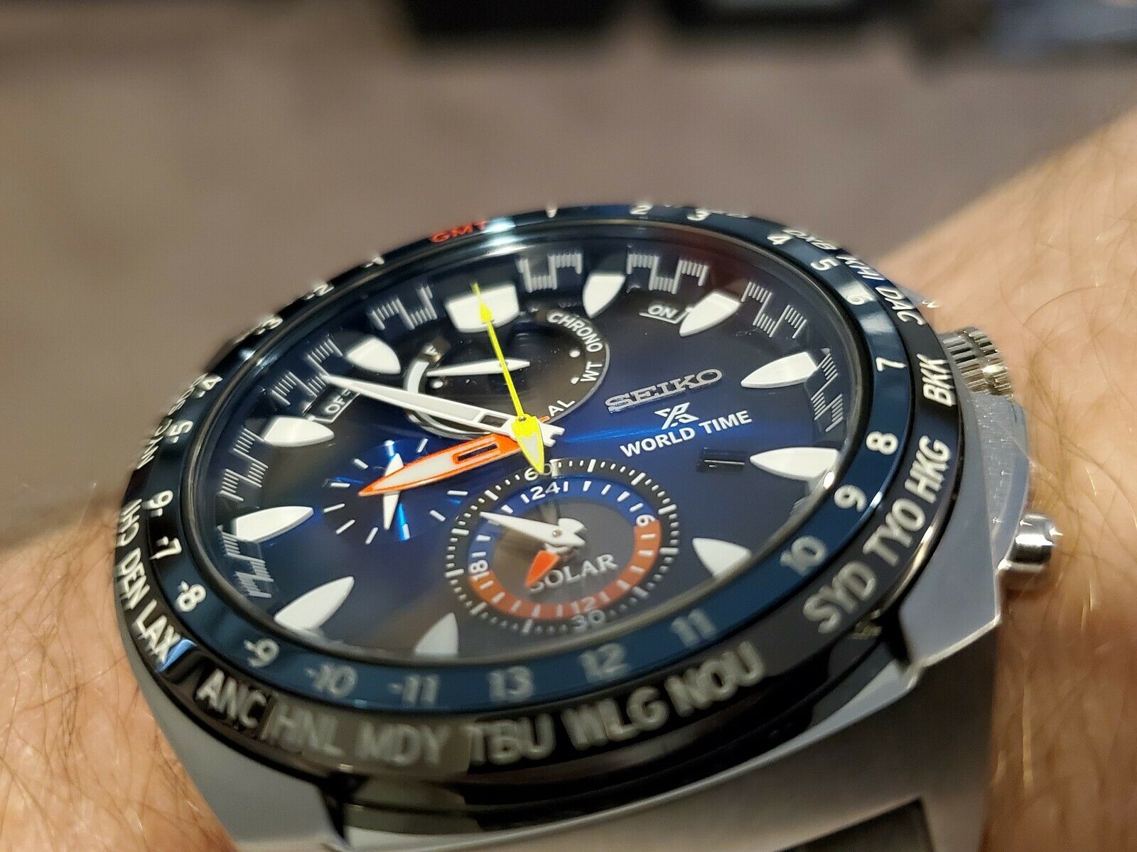 Seiko Men's Prospex Solar Chronograph World Time Blue Dial Watch SSC549 |  WatchCharts