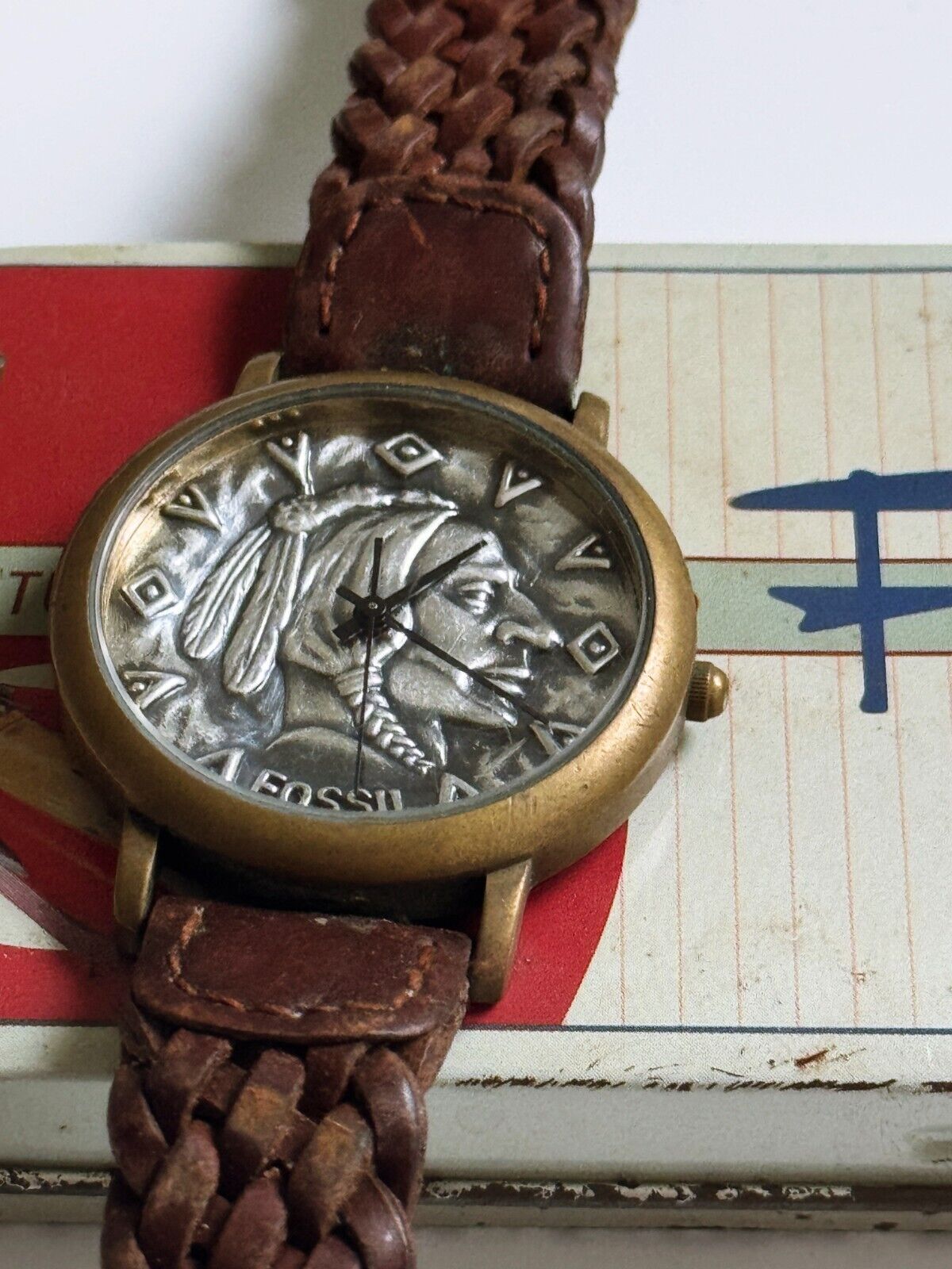 Orologio Vintage Uomo Fossil Native American Profile Indian  display picture 3