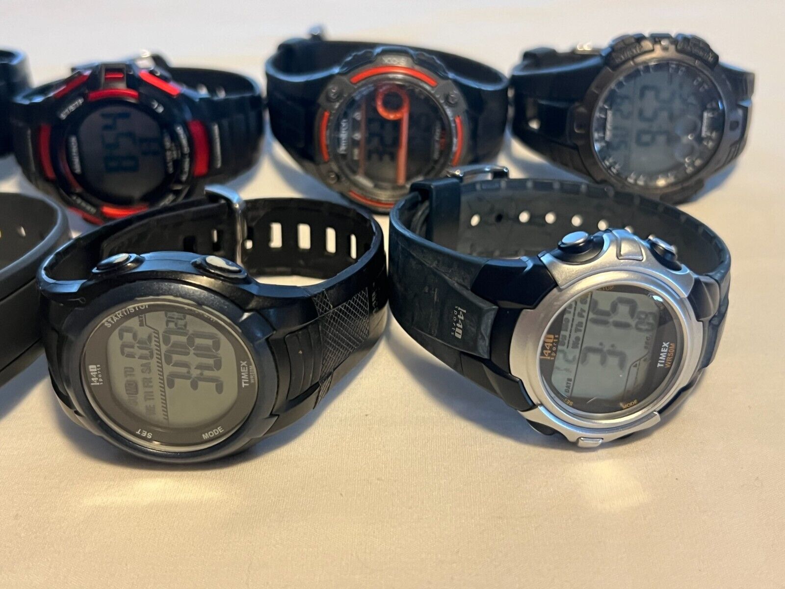 7X MENS TIMEX MARATHON 1400 ARMITRON PRO SPORT LCD SILICONE BANDS