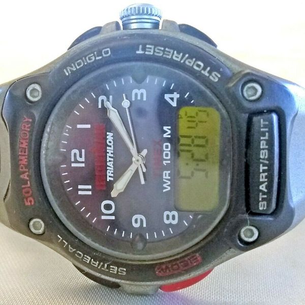 Timex Ironman Triathlon Analog Digital Watch 50 Lap WR 100m Chrono 40mm ...