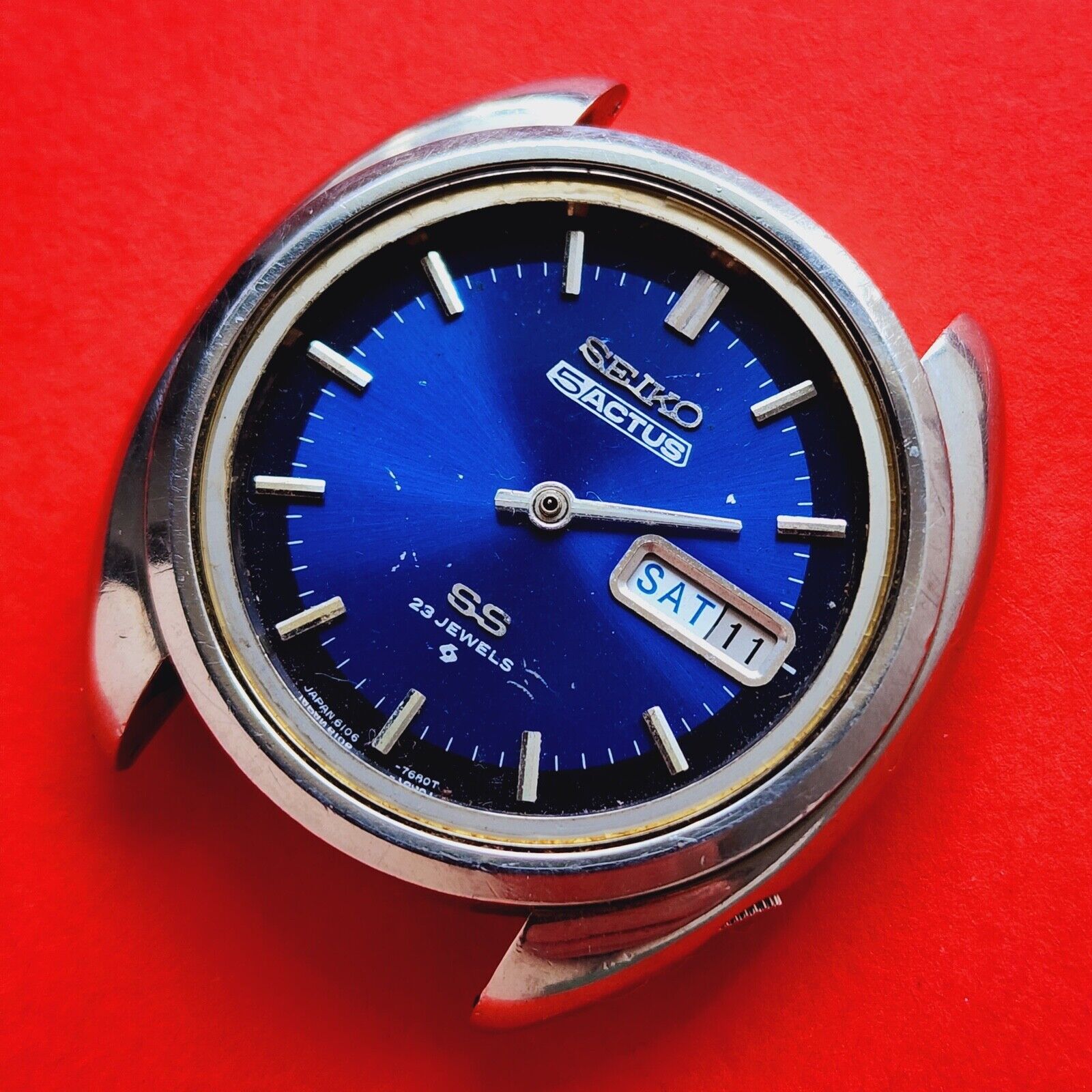 Seiko 5 Actus Watch SS Blue Dial Automatic Day Date 6106-7470 cal