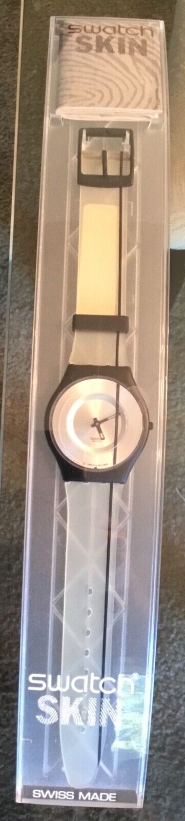 New Vintage 1996 Swatch Skin Watch In Clear Case Pure Line