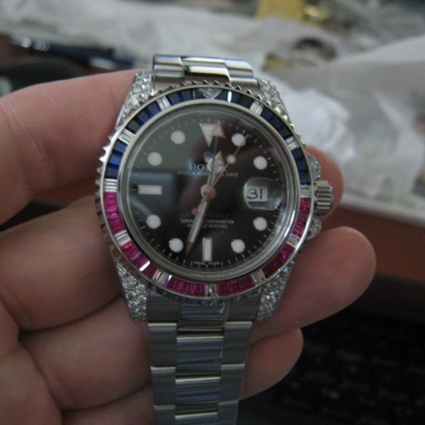 Fs: Rolex 116710 gmt master ii custom diamond saphire ruby ...