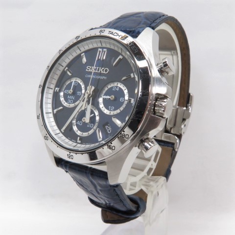 SEIKO Seiko Selection SPIRIT Spirit Chronograph Navy Leather SBTR019 ...