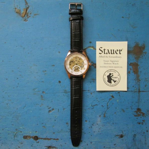 STAUER MEN'S SIGNATURE SKELETON WATCH 38641 PREOWNED IN WORKING